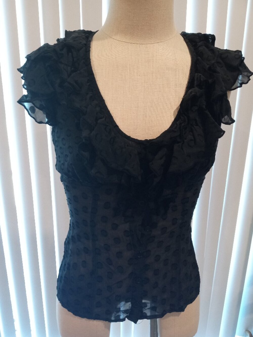 Bebe Black Polka Dot Blouse